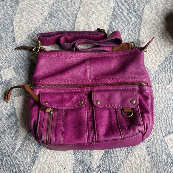 Fossil Magenta Leather Satchel - Picture 7 of 7